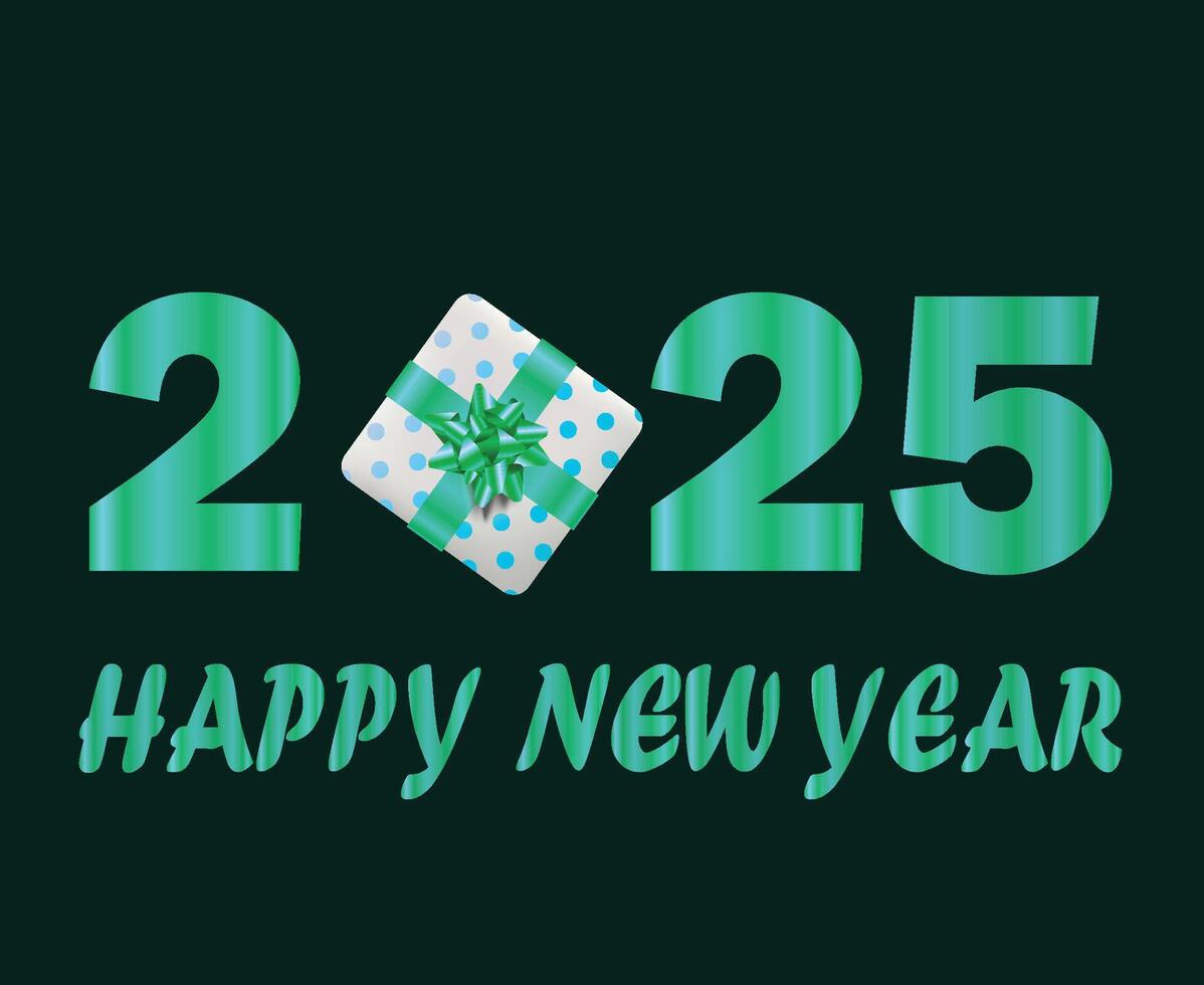 Happy New Year 2025 Design Green Cyan Festive Abstract Illustration vector