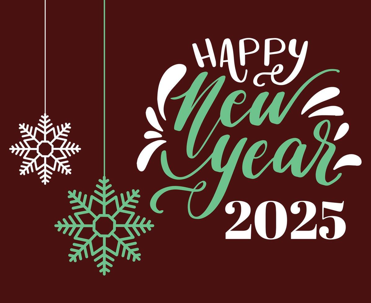 Happy New Year 2025 Abstract Green And Maroon Festive Design Illustration vector