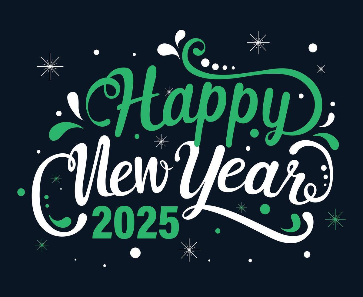 2025 Happy New Year Green And Blue Design Festive Elegant Abstract Illustration vector