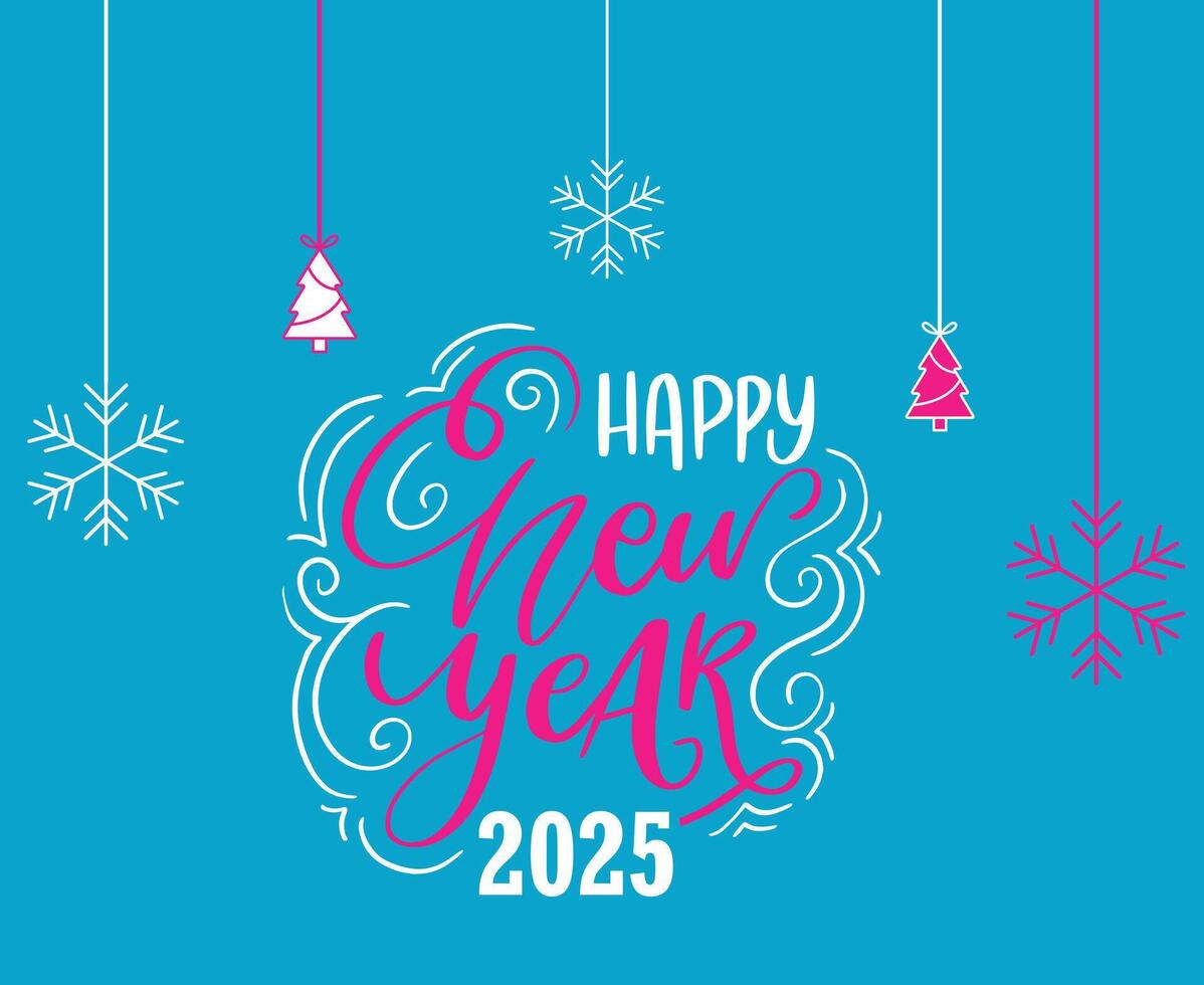 2025 Happy New Year Pink And Cyan Design Festive Elegant Abstract Illustration vector