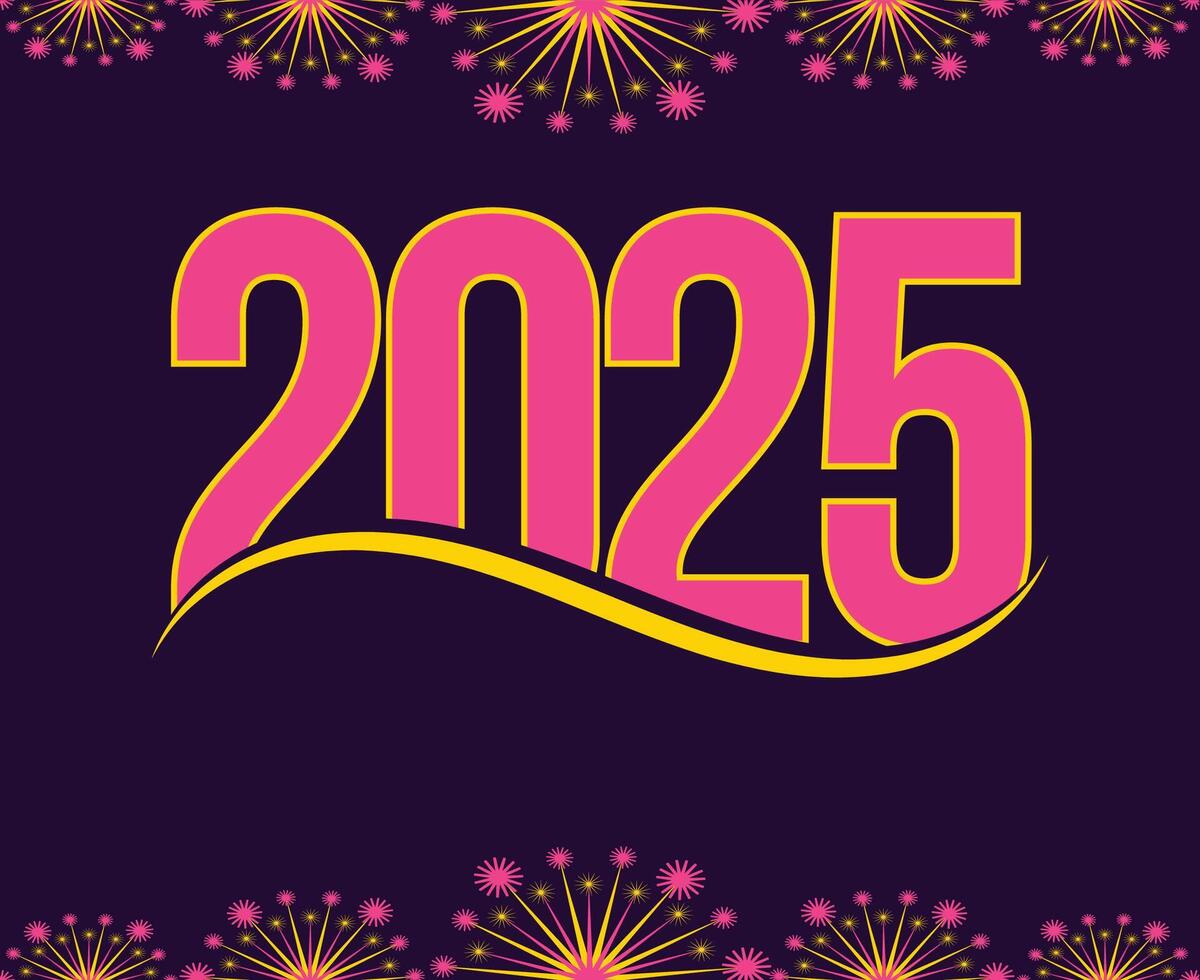 2025 Happy New Year Design Purple And Pink Festive Abstract Logo Symbol Illustration vector