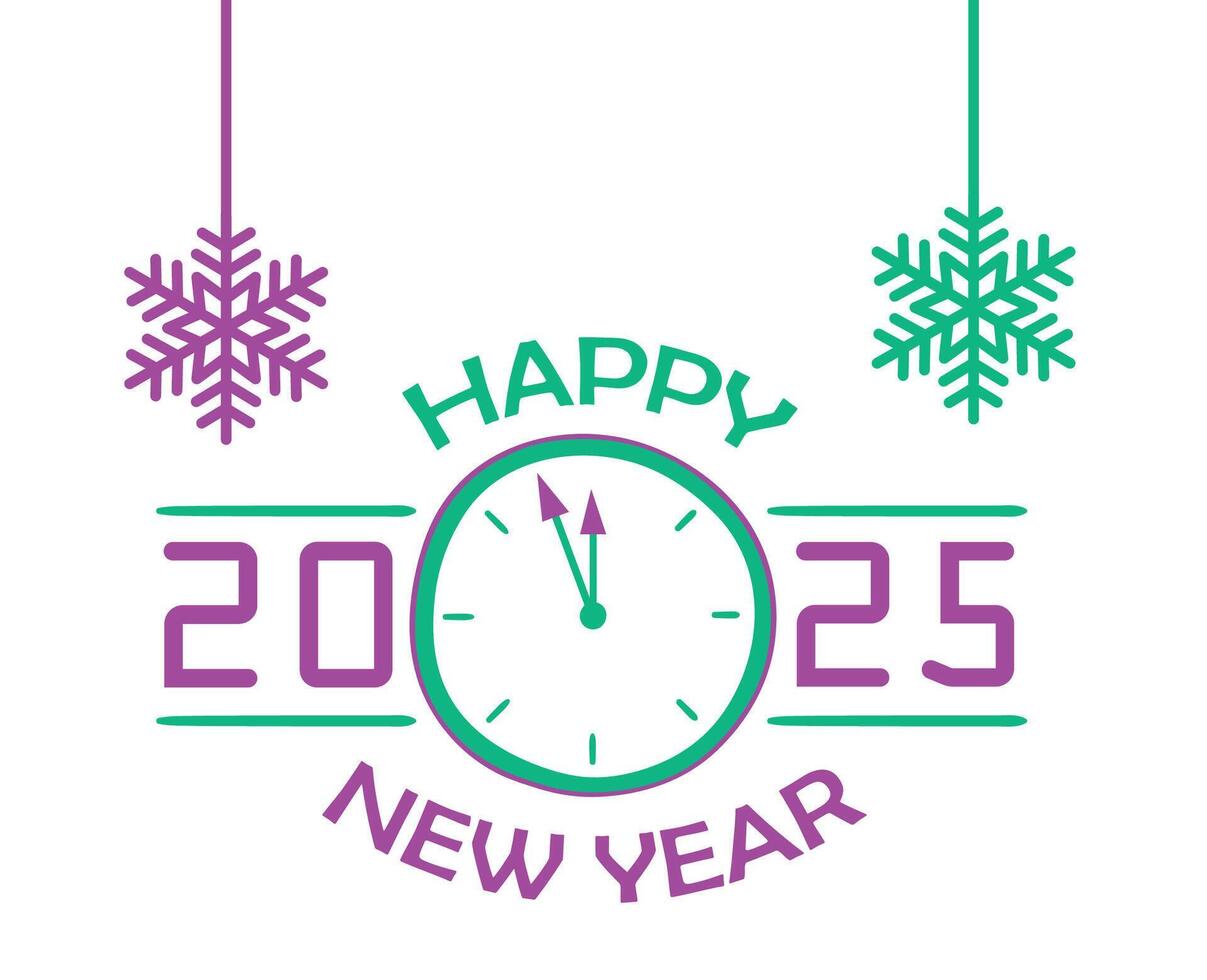 Happy New Year 2025 Design Festive Purple And Green Abstract Illustration vector