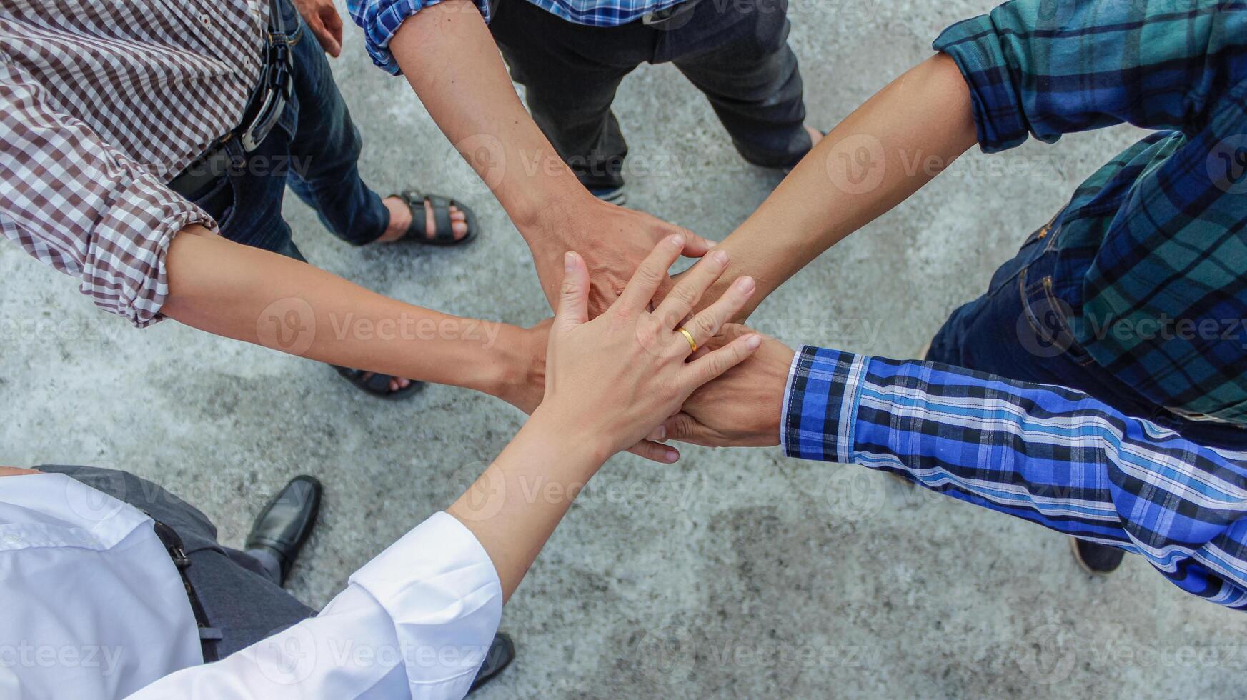 Soft Focus, Soft Light,A team of engineers and investors join hands to start residential real estate project. Businessmen and investors join hands with team of engineers to start real estate project. photo