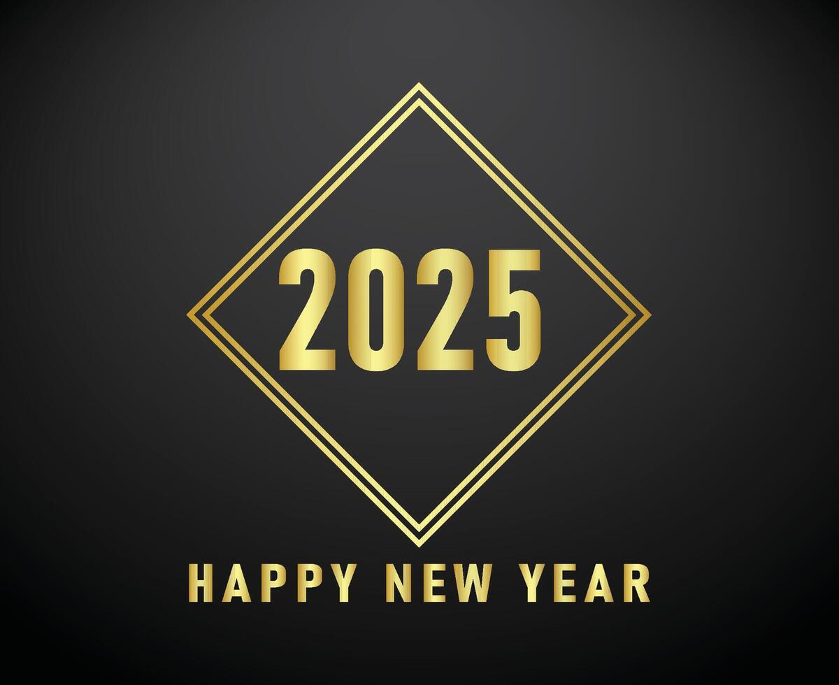 Happy New Year 2025 Design Festive Gold And Black Abstract Illustration vector