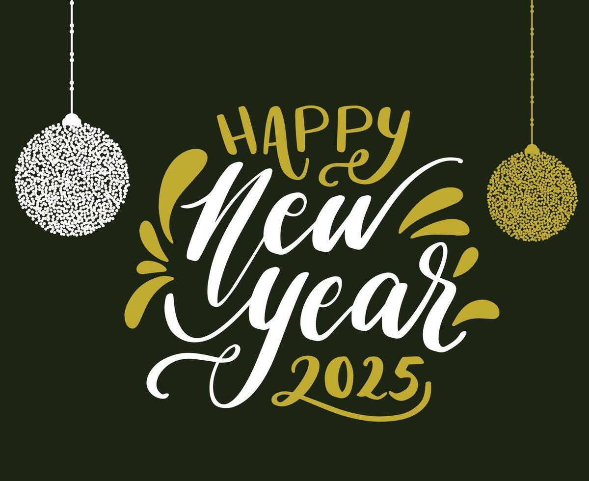Happy New Year 2025 Abstract Yellow And Green Festive Elegant Design Illustration vector