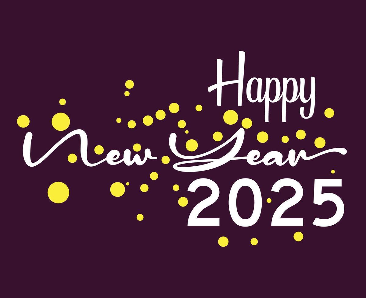 Happy New Year 2025 Design Festive Purple And White Abstract Illustration vector