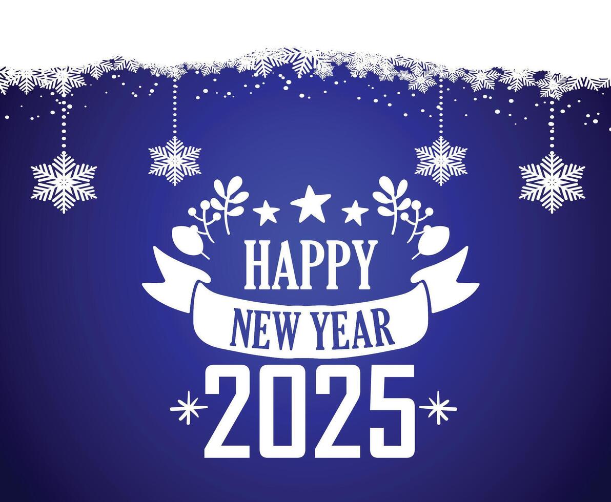 Happy New Year 2025 Design Festive Blue And White Abstract Illustration vector