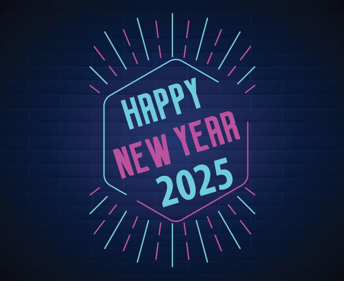 Happy New Year 2025 Abstract Cayn And Purple Design Illustration vector