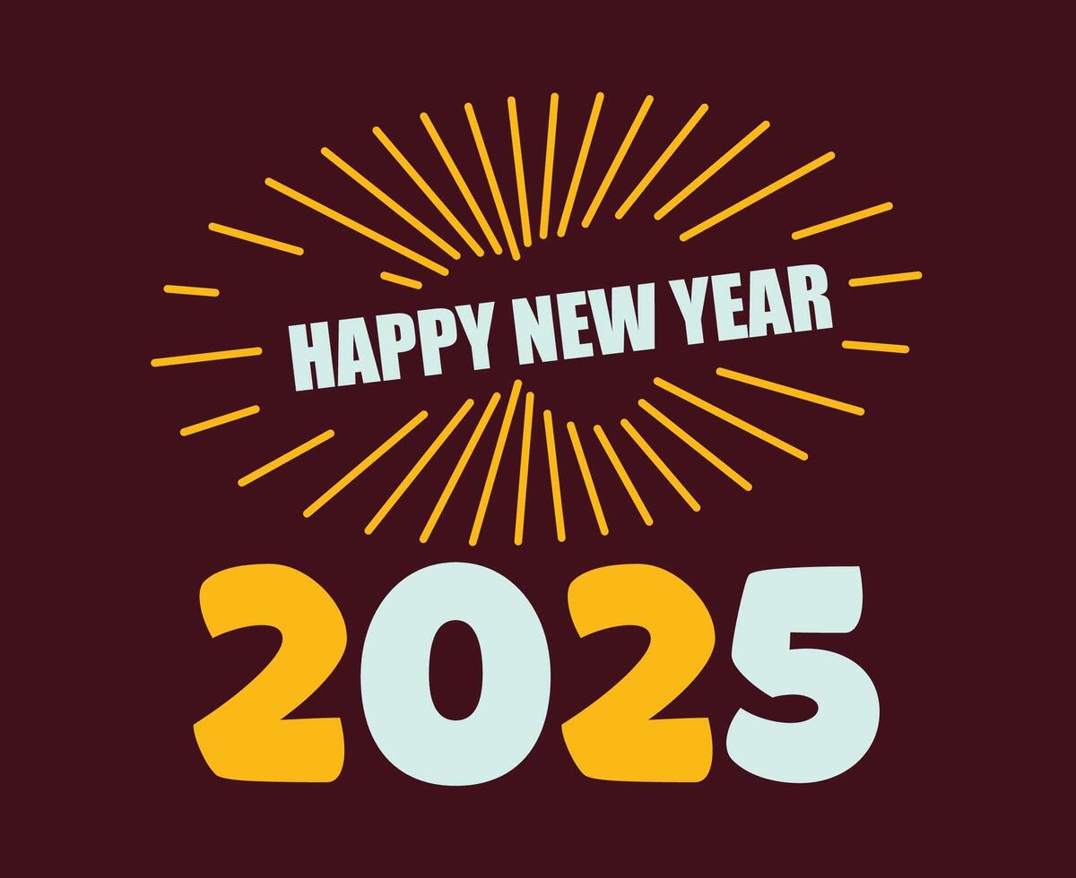 2025 Happy New Year Abstract Maroon And Yellow Festive Design Illustration vector