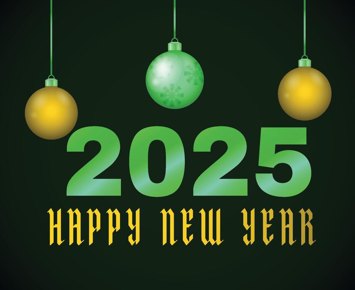 2025 Happy New Year Design Festive Yellow And Green Abstract Illustration vector