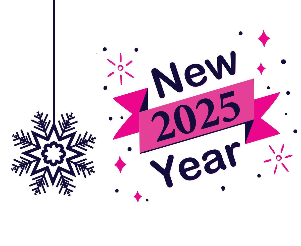 Happy New Year 2025 Pink And Purple Abstract Festive Elegant Design Illustration vector