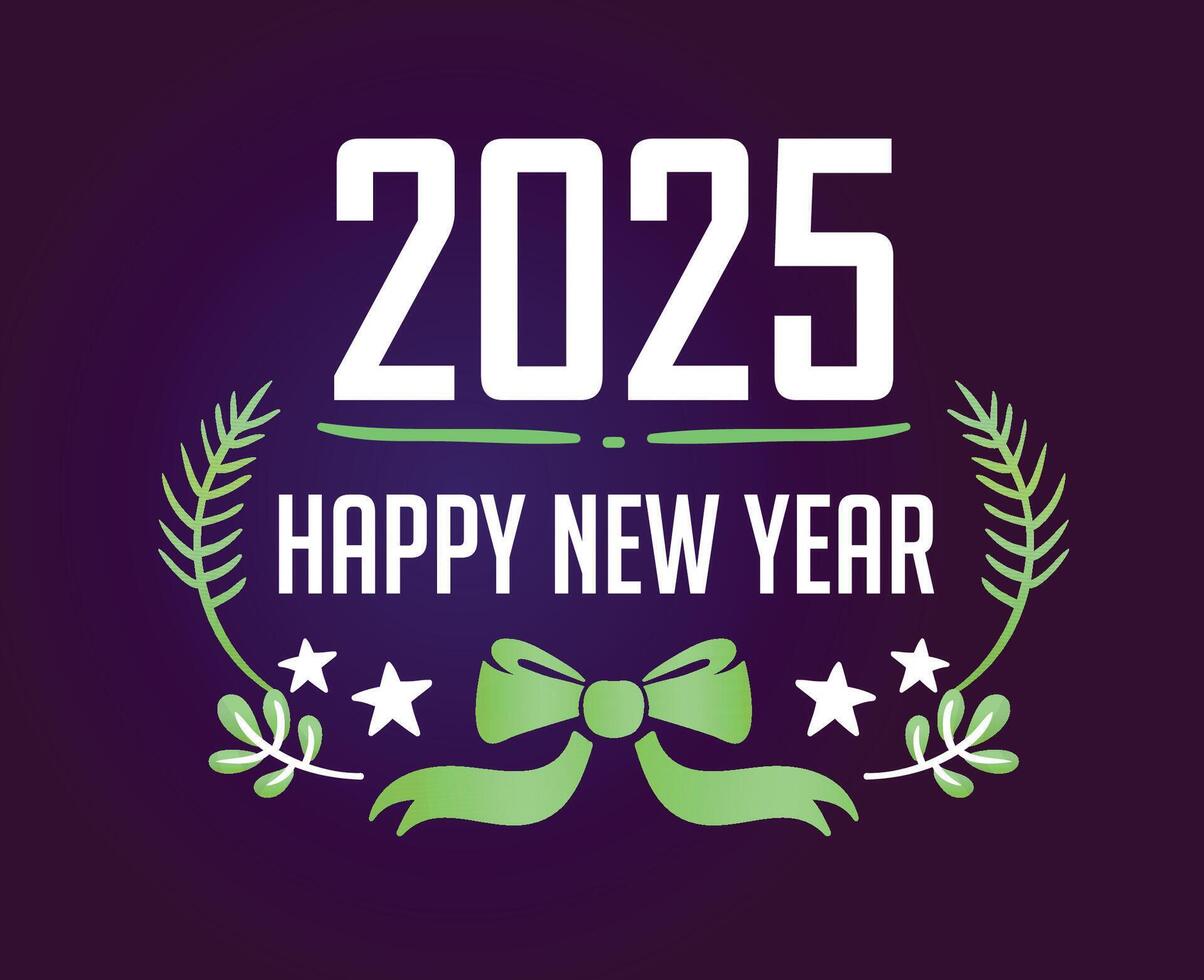 Happy New Year 2025 Design Festive Purple And White Abstract Illustration vector