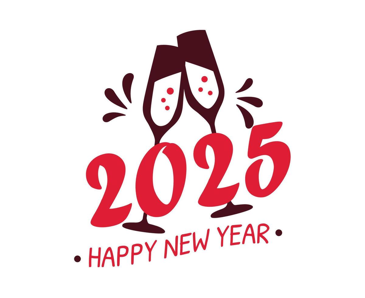 Happy New Year 2025 Design Festive Pink Abstract Illustration vector