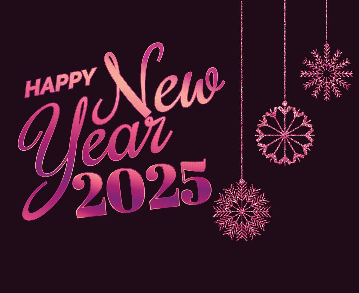 Happy New Year 2025 Design Festive Pink Abstract Illustration vector