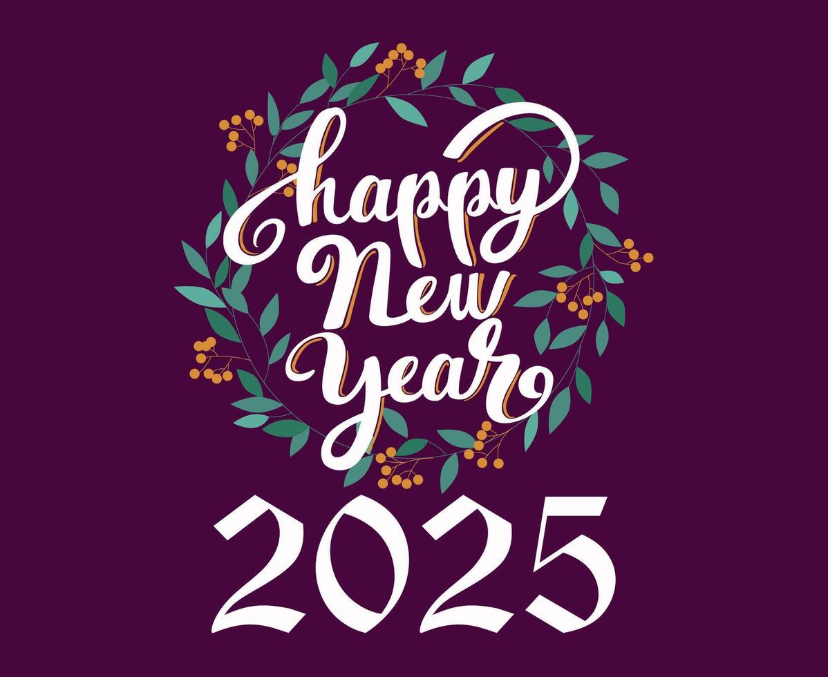 Happy New Year 2025 Design Festive Purple And White Abstract Illustration vector