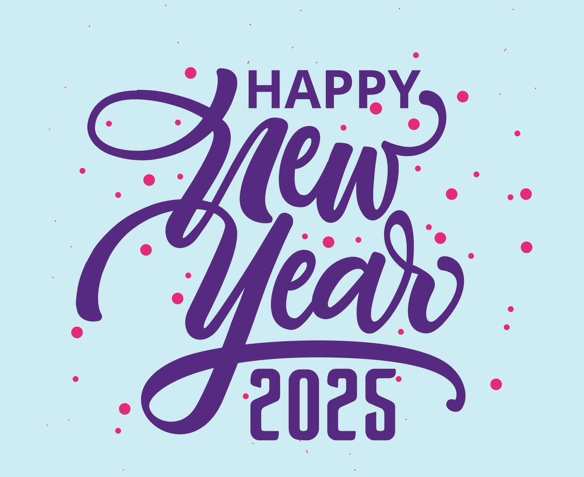 Happy New Year 2025 Abstract Purple And Cyan Festive Design Illustration vector