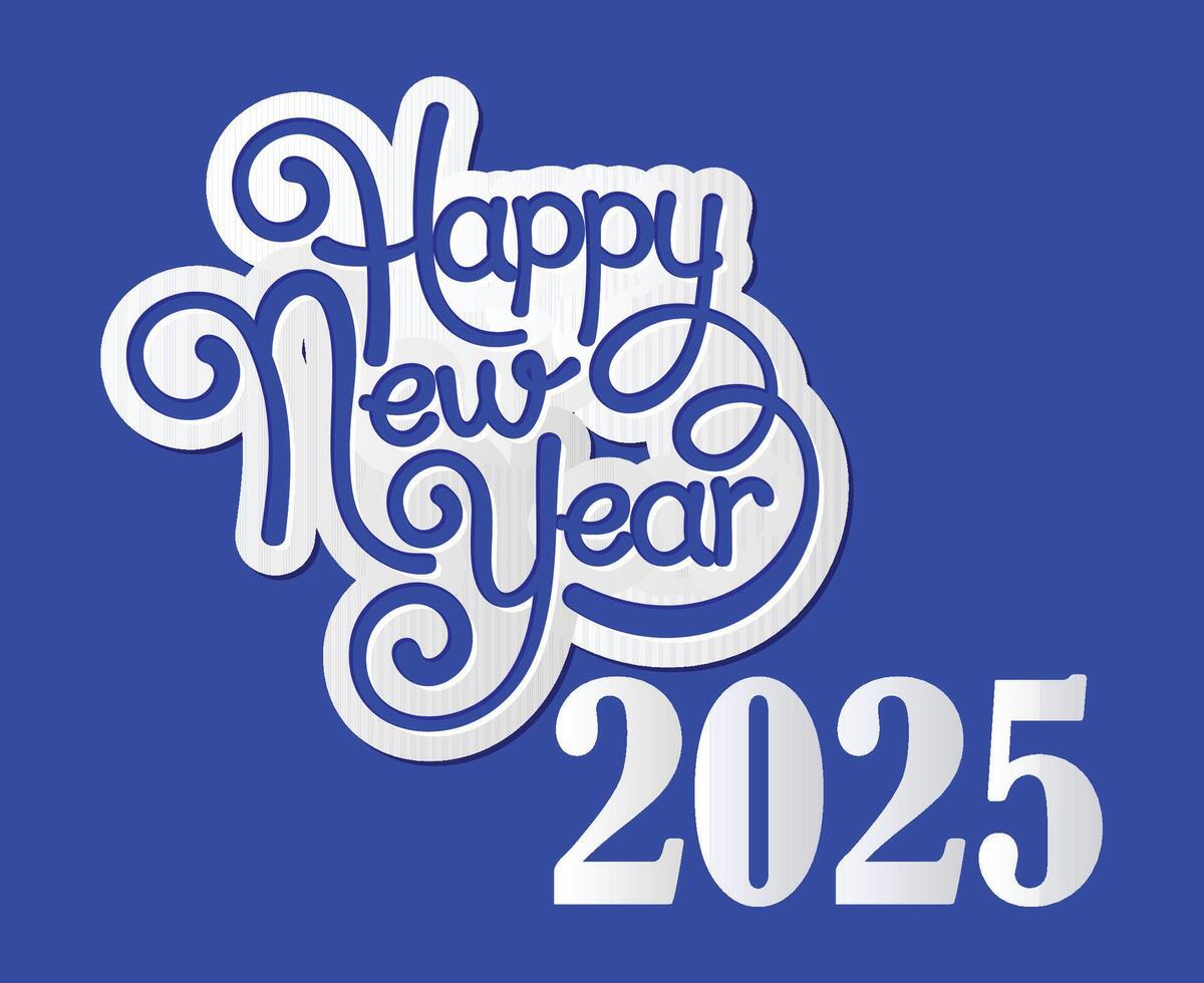 2025 Happy New Year Design Elegant Blue And White Abstract Illustration vector