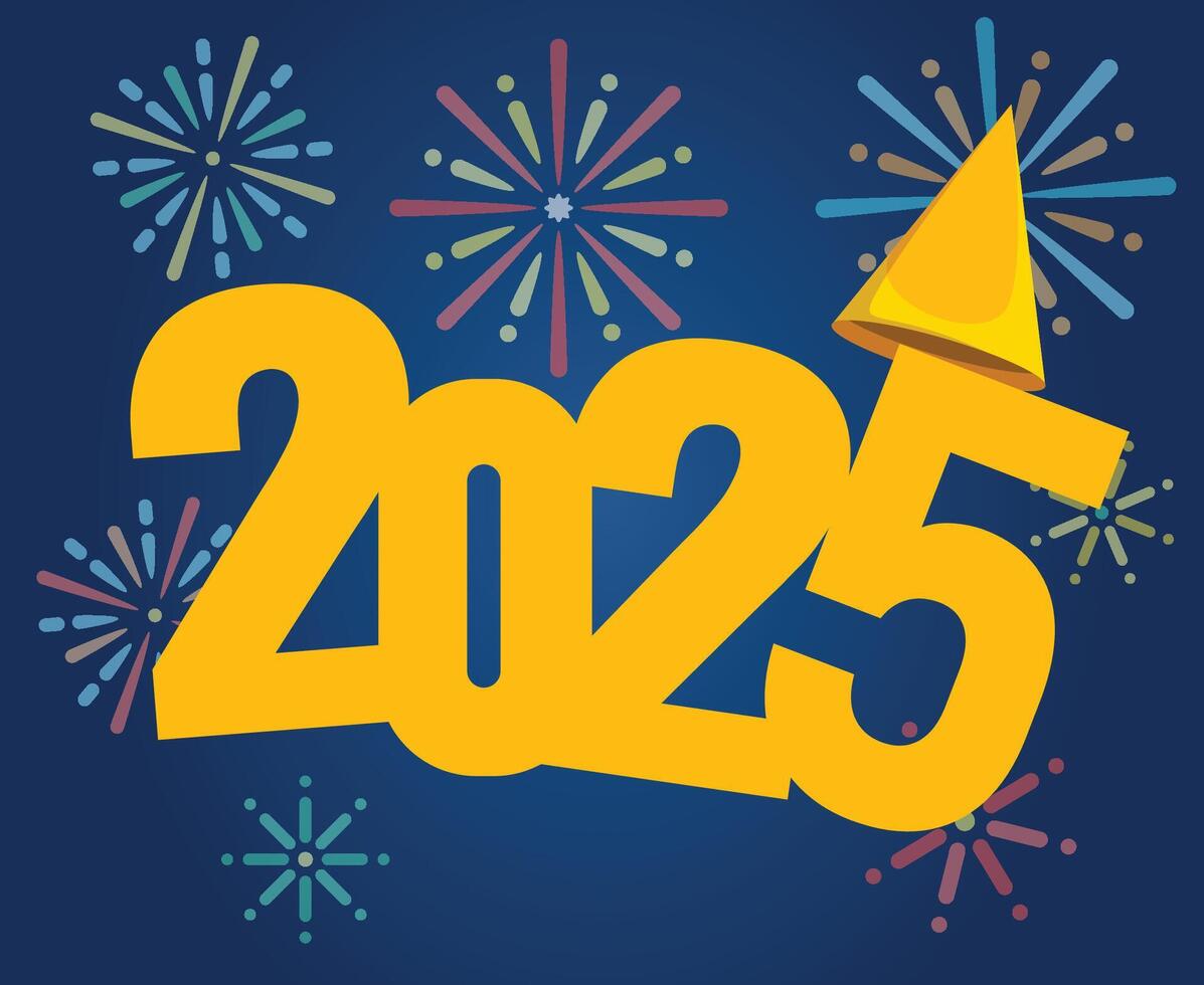 Happy New Year 2025 Abstract Blue And Yellow Festive Design Illustration vector