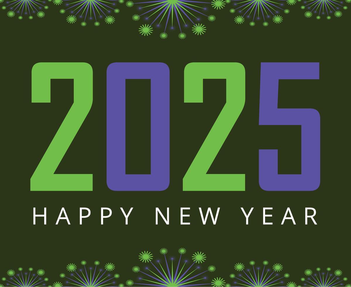 Happy New Year 2025 Design Festive Green And Blue Abstract Illustration vector