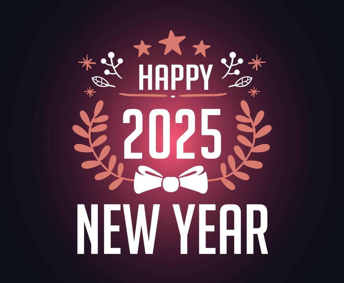 Happy New Year 2025 Design Festive Pink And White Abstract Illustration vector