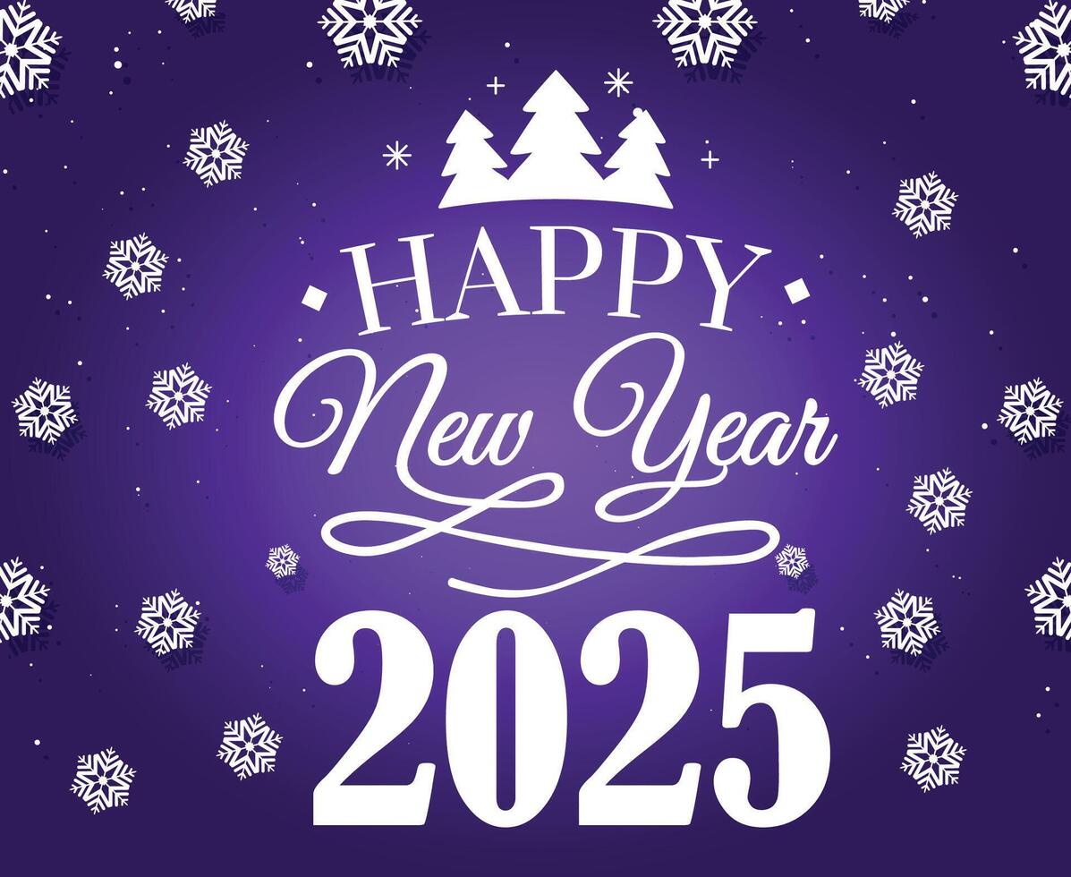 2025 Happy New Year Design Festive Purple And White Abstract Illustration vector