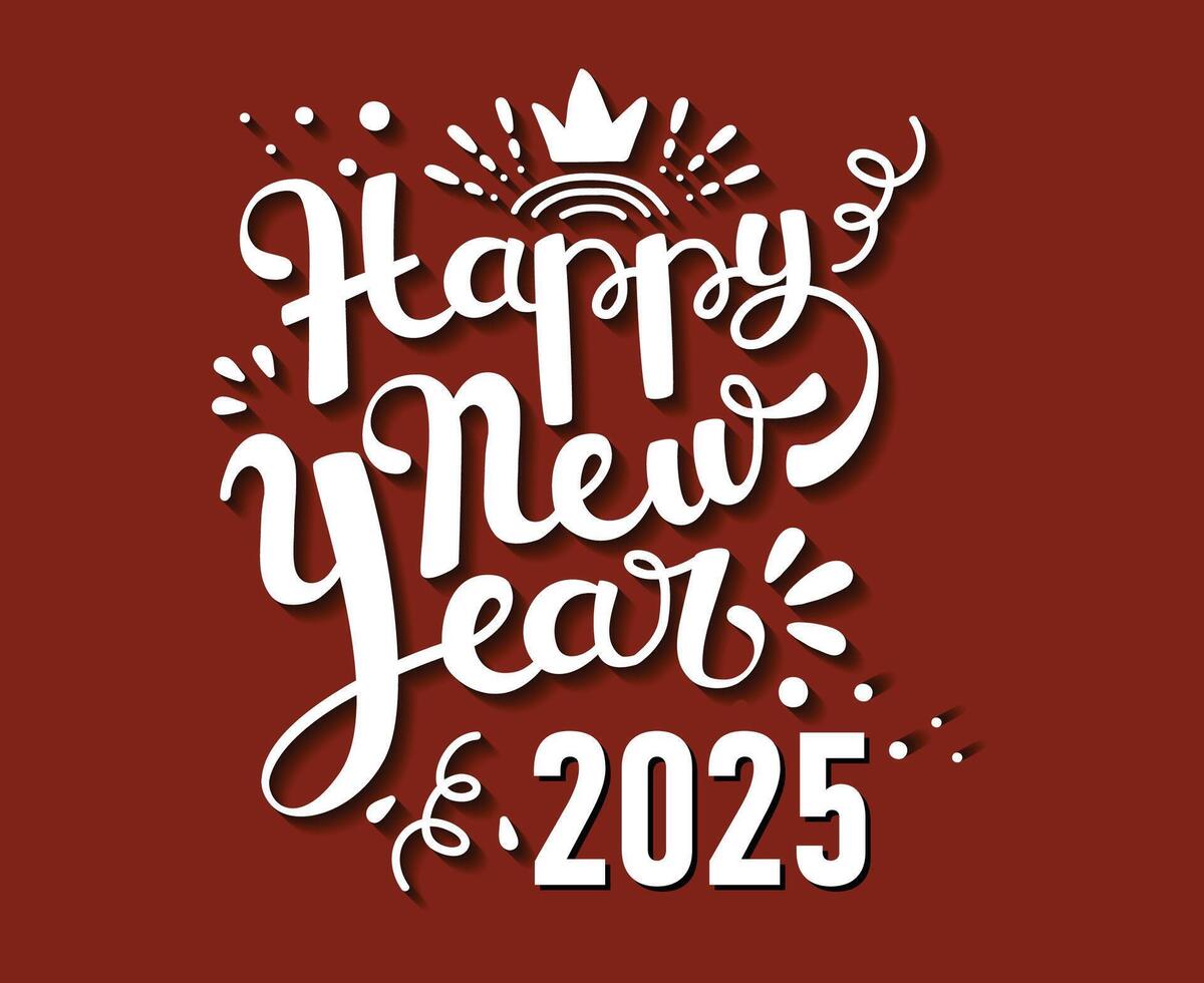 2025 Happy New Year Design Festive Brown And White Abstract Illustration vector
