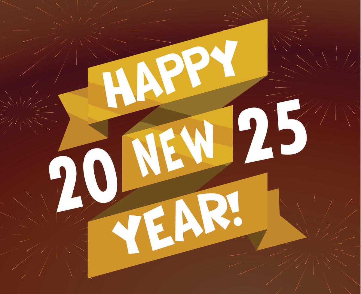 2025 Happy New Year Abstract Brown And Yellow Festive Design Illustration vector