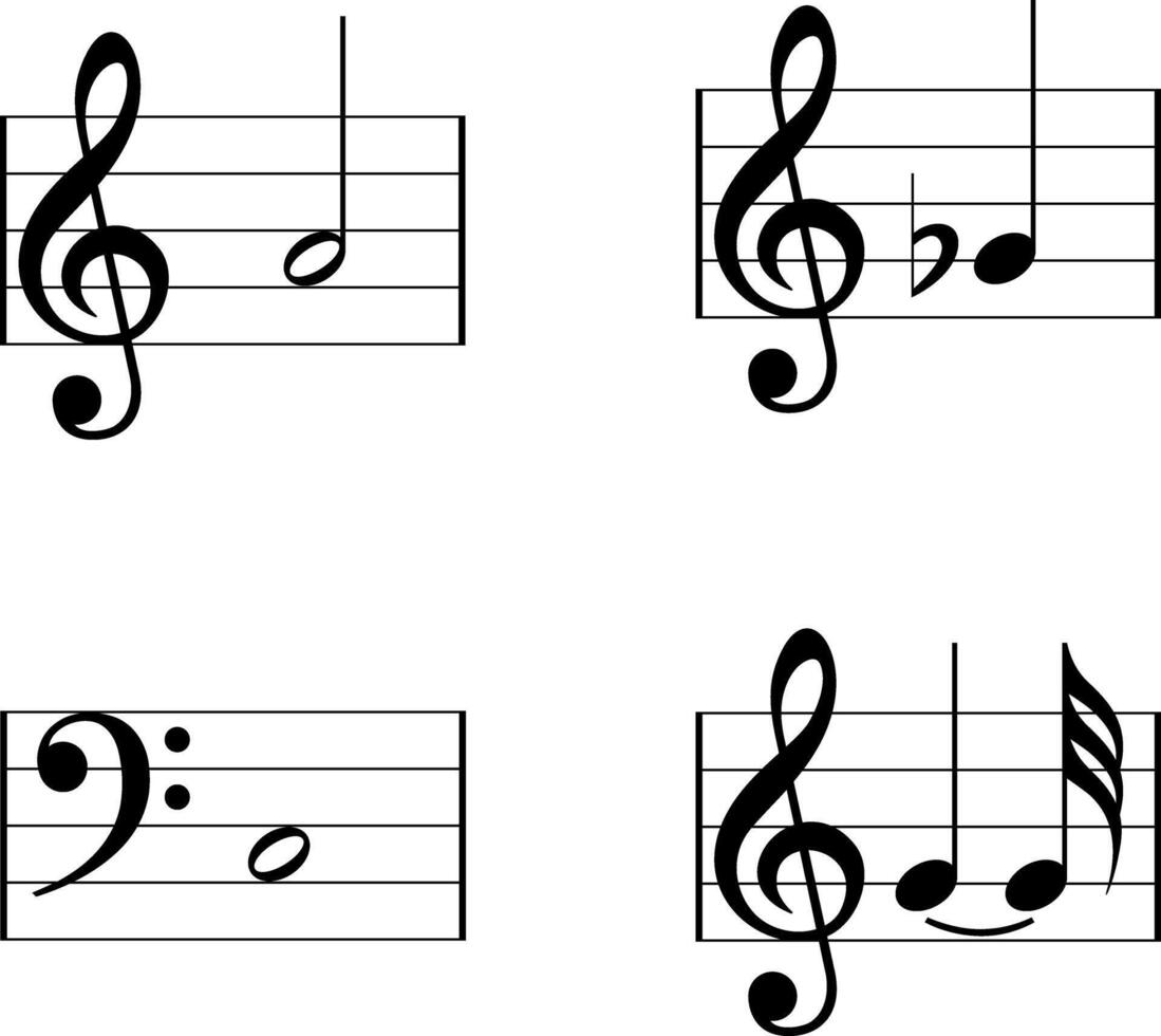 Music note icon set. Music notes illustration. vector