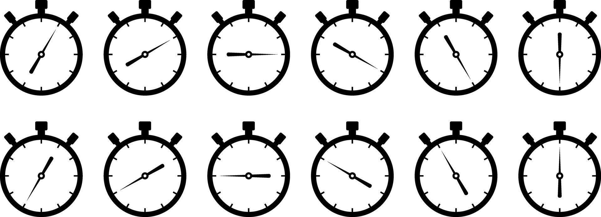 Shortest time stopwatch icon black and white. vector