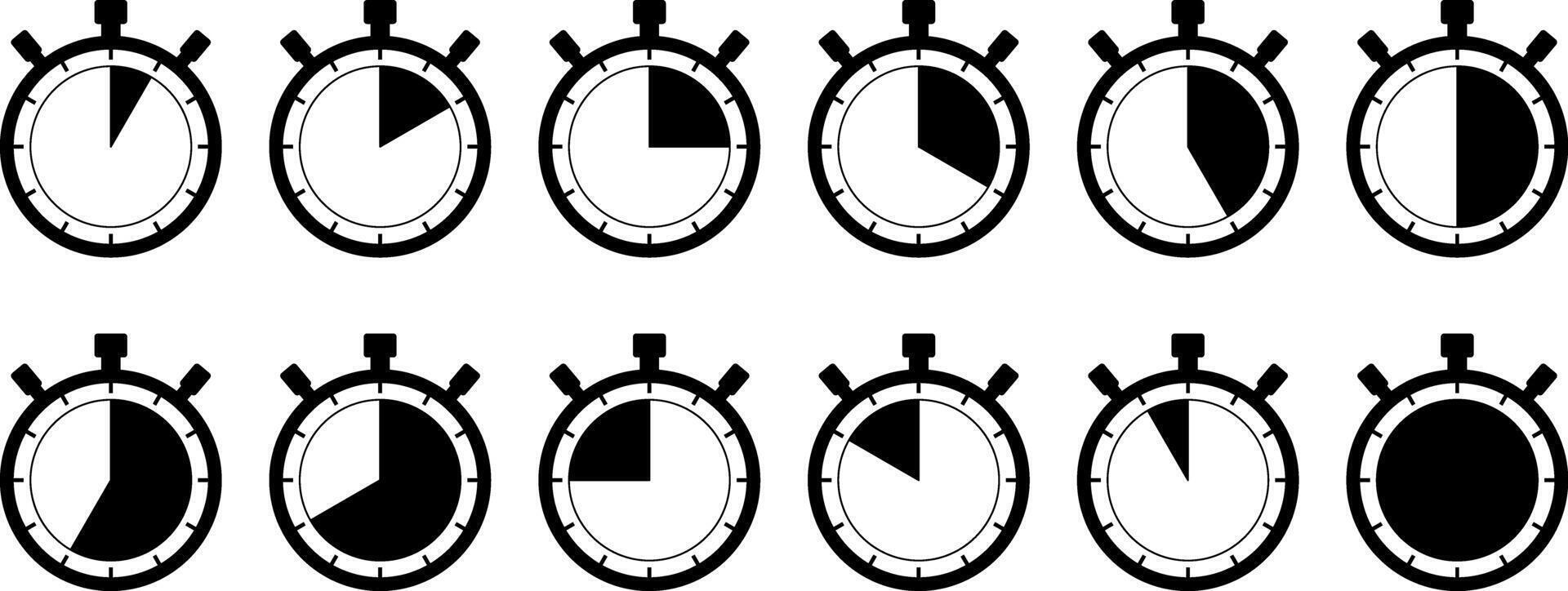 Shortest time stopwatch icon black and white. vector