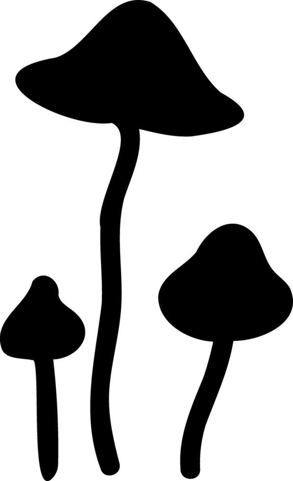 Mushroom silhouette image. Big set of mushroom - Edible and non-edible mushrooms. vector