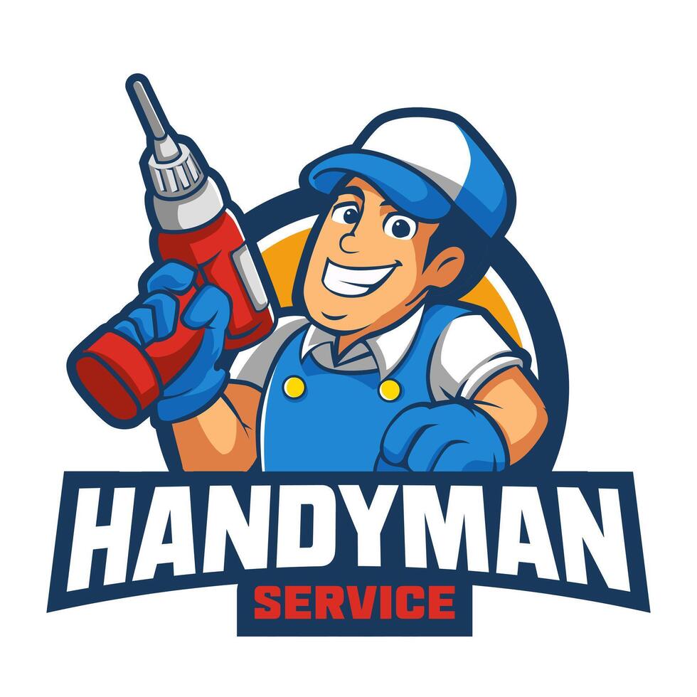 Handyman Services Emblem mascot logo illustration vector