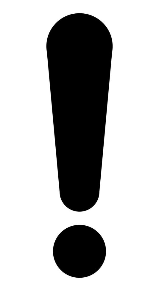 exclamation mark, black and white simple illustration of exclamation point symbol, isolated on white background vector