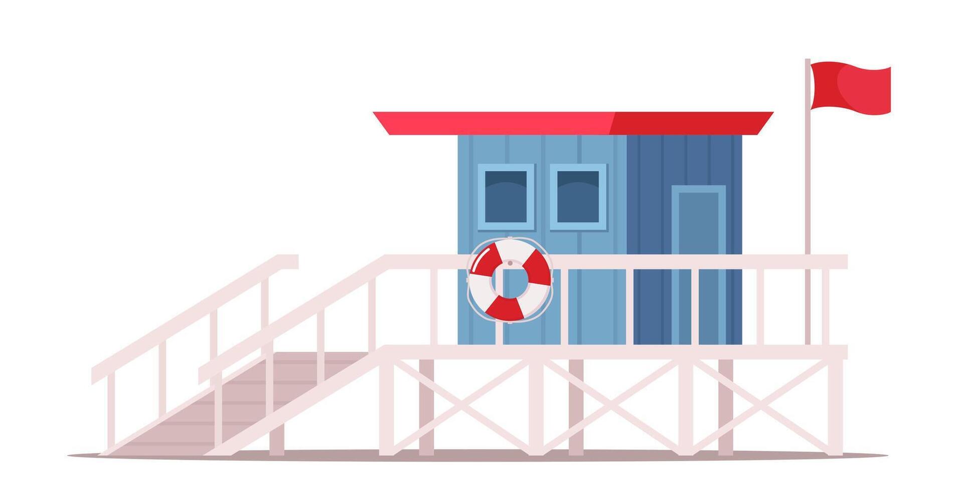 Lifeguard tower on the beach. Coast guard station in modern flat design. illustration. vector