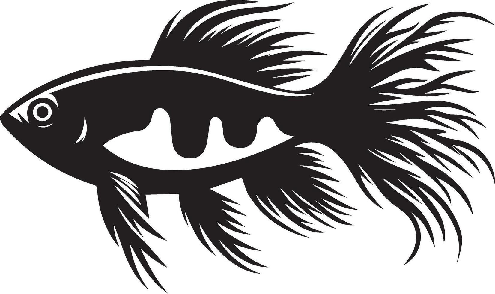 a black and white illustration of a fish vector