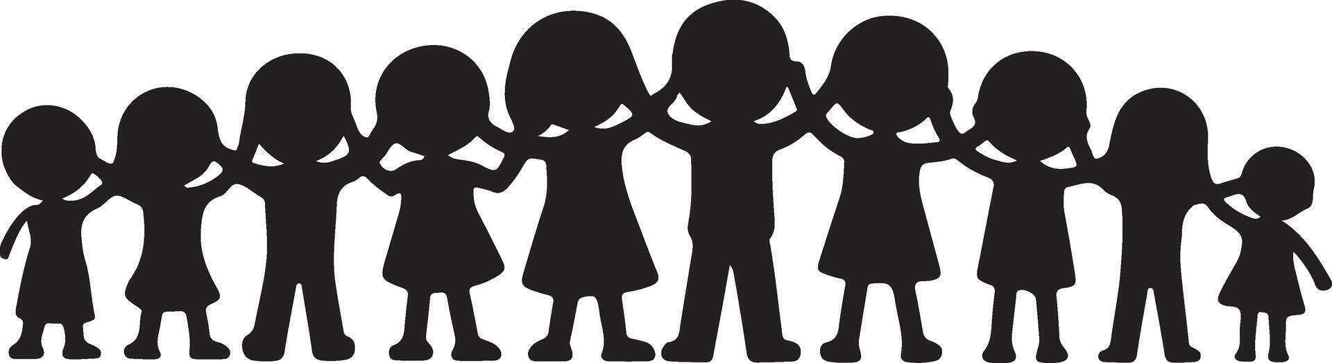 a group of people standing in a circle with their arms up vector