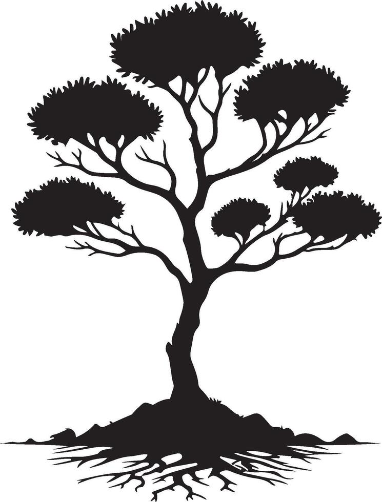 silhouette of a tree with roots vector