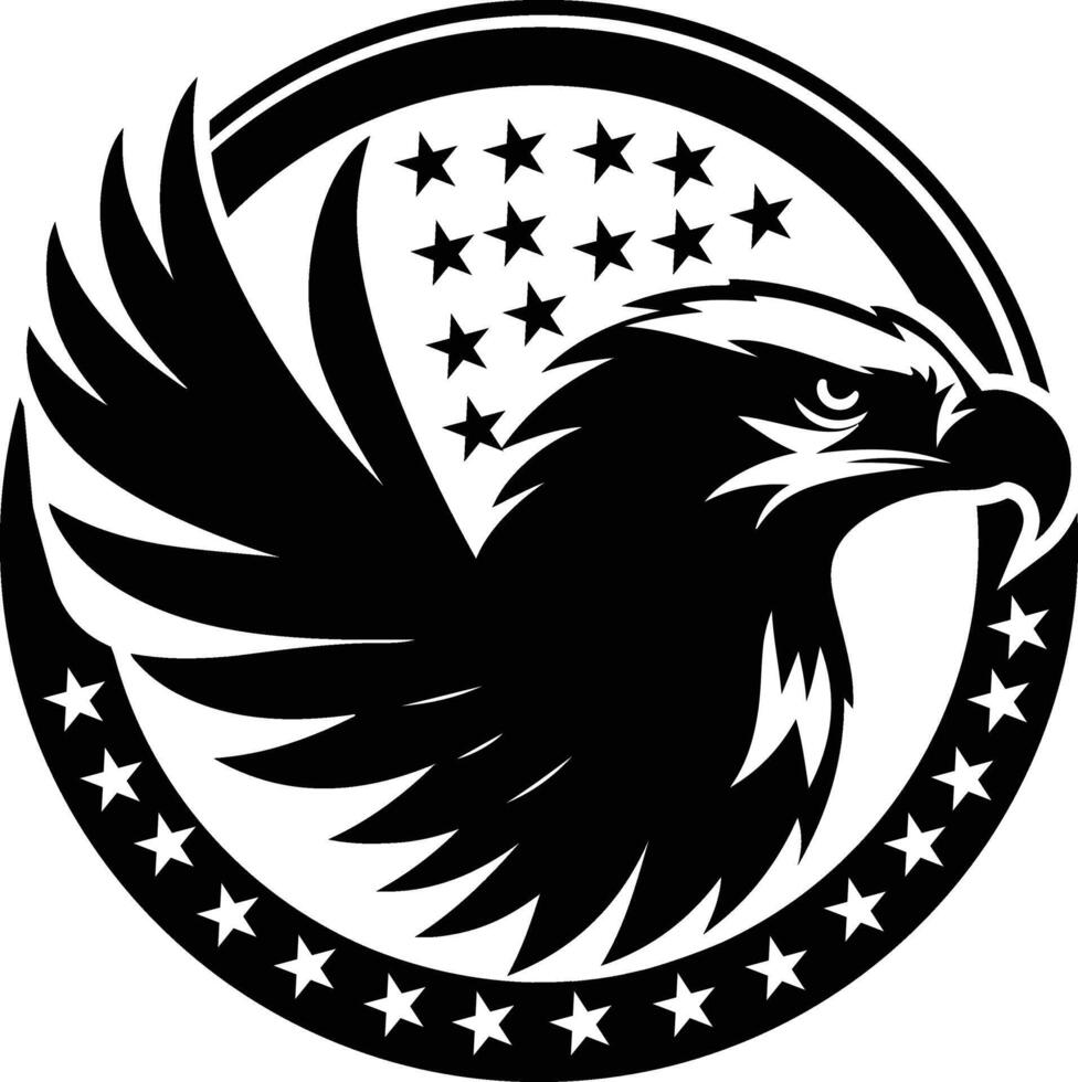 an eagle with stars on its head in a circle vector
