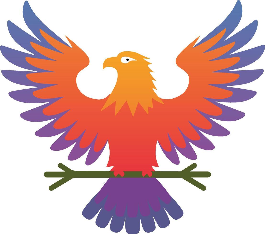 an orange and purple bird with wings spread vector