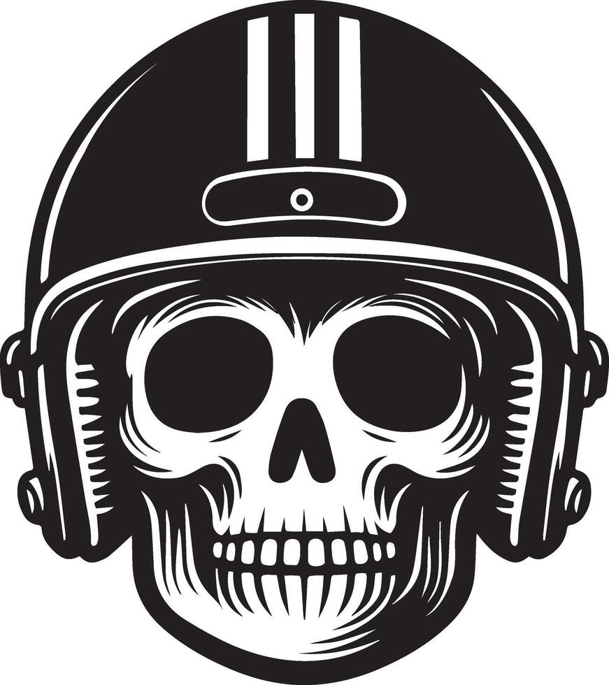 skull wearing helmet with headphones on a white background vector