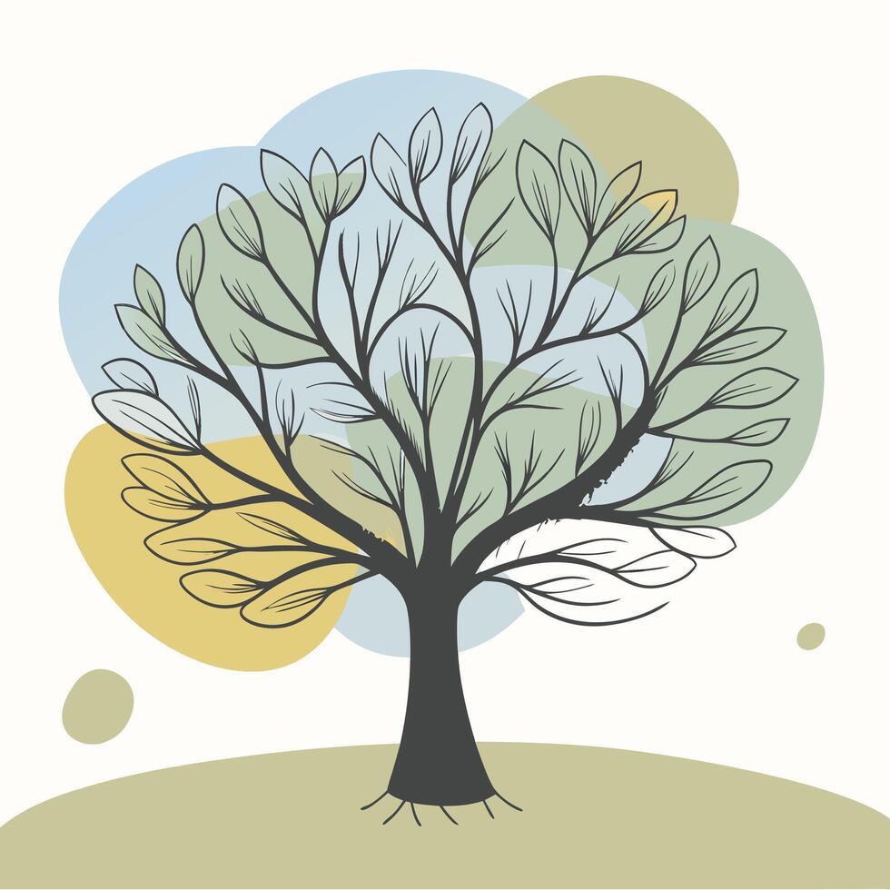 Watercolor tree background vector