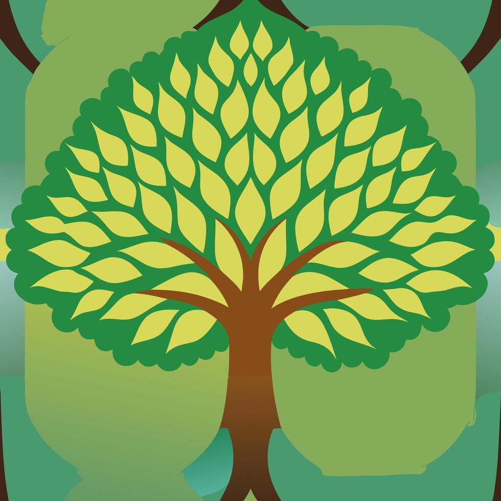 The base of the green tree gown tree is yellow leaf vector