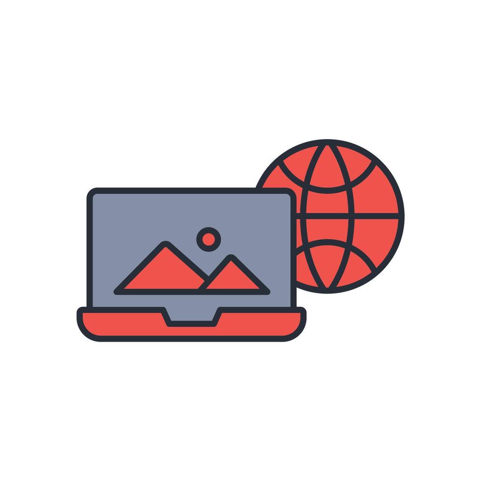 laptop icon. .Editable stroke.linear style sign for use web design,logo.Symbol illustration. vector