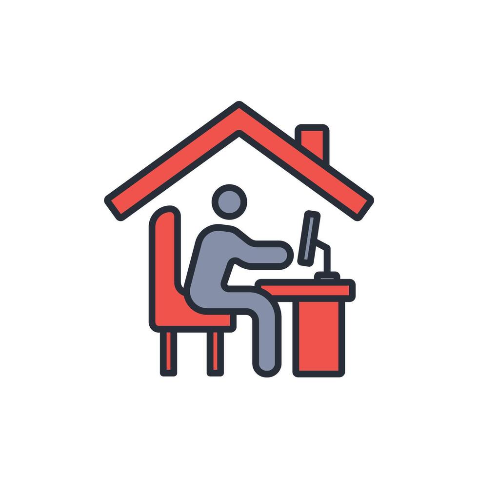 work from home icon. .Editable stroke.linear style sign for use web design,logo.Symbol illustration. vector
