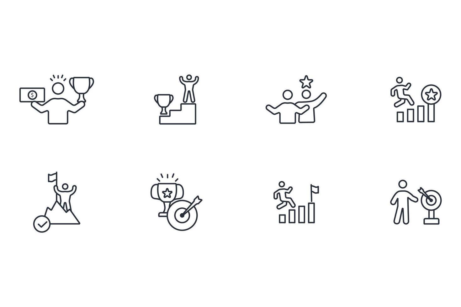 winners icon set..Editable stroke.linear style sign for use web design,logo.Symbol illustration. vector