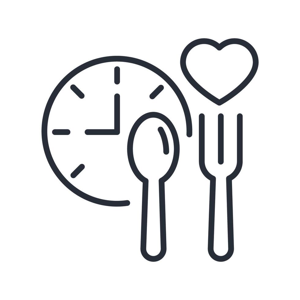 Intermittent fasting icon. .Editable stroke.linear style sign for use web design,logo.Symbol illustration. vector