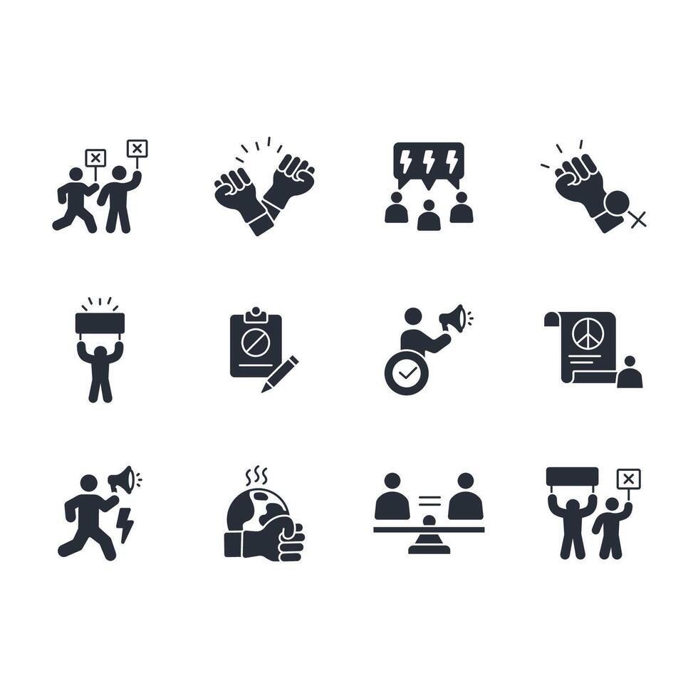activism protest icon set..Editable stroke.linear style sign for use web design,logo.Symbol illustration. vector