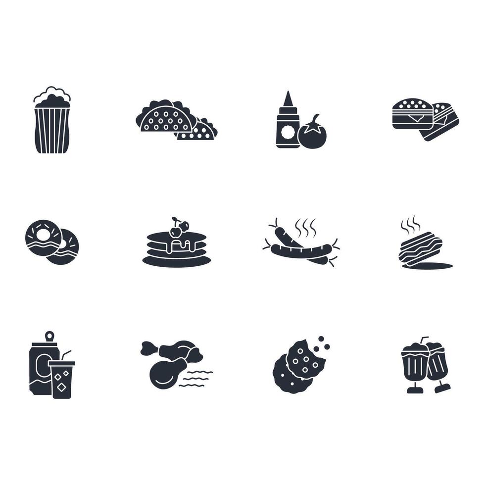 Fast food icon set..Editable stroke.linear style sign for use web design,logo.Symbol illustration. vector