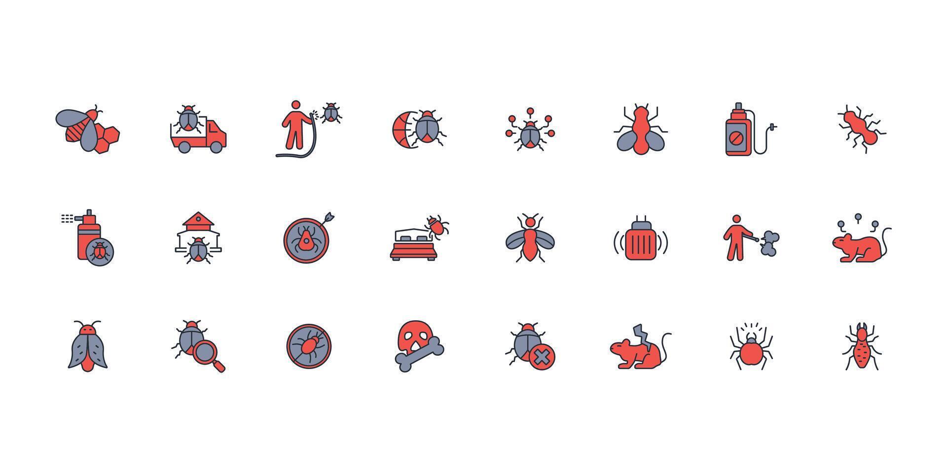 Pest control icon set..Editable stroke.linear style sign for use web design,logo.Symbol illustration. vector