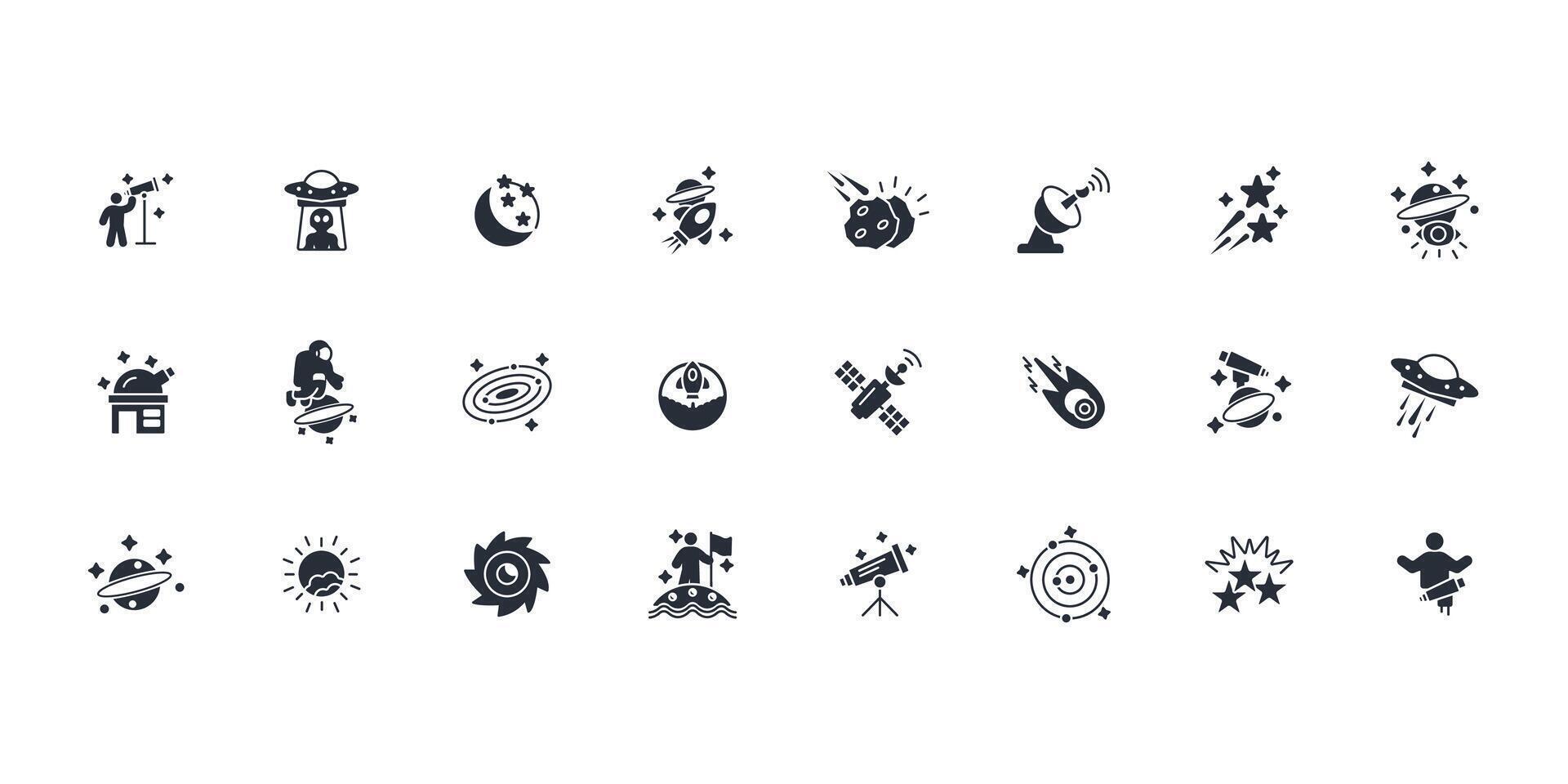 Astronomy icon set..Editable stroke.linear style sign for use web design,logo.Symbol illustration. vector